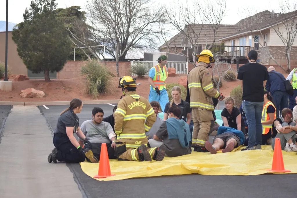 RVU Mass Casualty Training in Ivins Utah Campus with firefighters