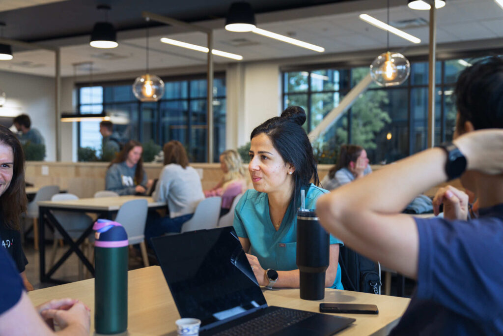 Students meeting in a group.