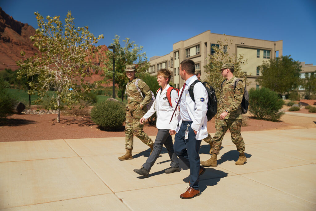 Students walking.